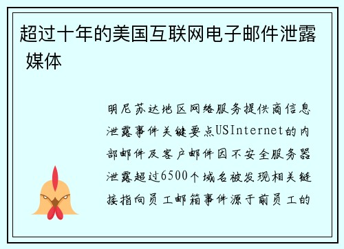 超过十年的美国互联网电子邮件泄露 媒体
