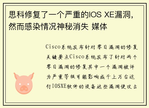 思科修复了一个严重的IOS XE漏洞，然而感染情况神秘消失 媒体